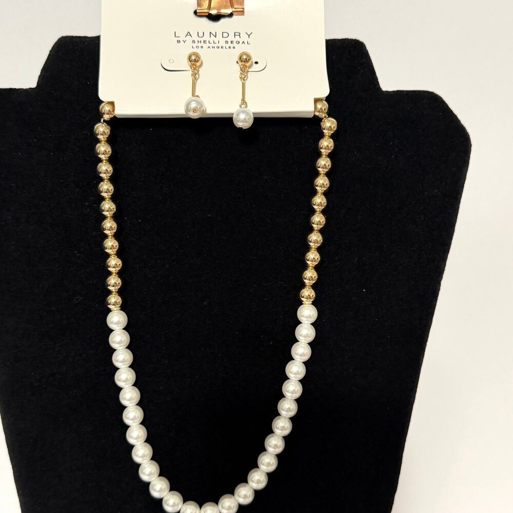 Laundry by Shelli Segal - Pearl & Gold-Tone Necklace and Earring Set, NWT!